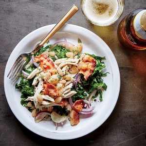 Collard greens sauté with chicken and white beans
