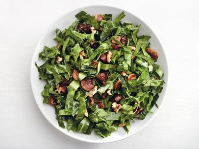 Collard greens with warm bacon vinaigrette