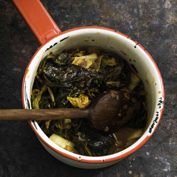 Collards and kimchi