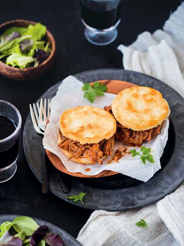 Colombian arepas meet Japanese pulled pork