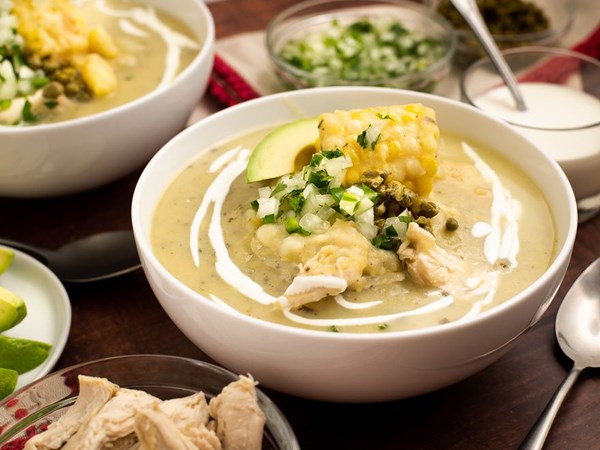 Colombian chicken and potato soup (Ajiaco)