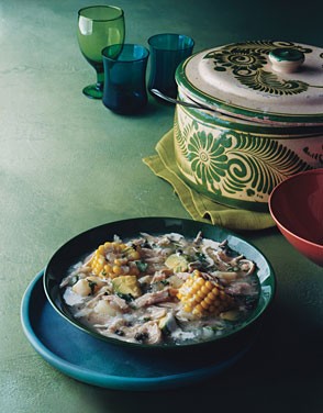 Colombian chicken, corn, and potato stew (Ajiaco)