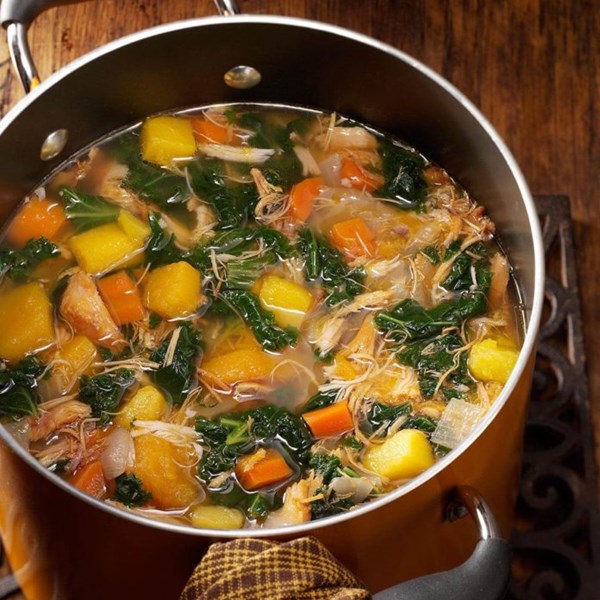Colorful chicken ‘n’ squash soup