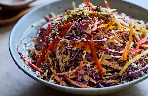 Colourful tofu slaw