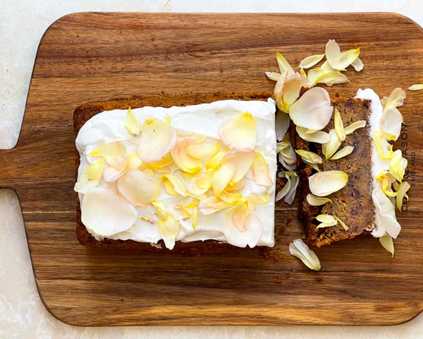 Compost cake with coconut icing