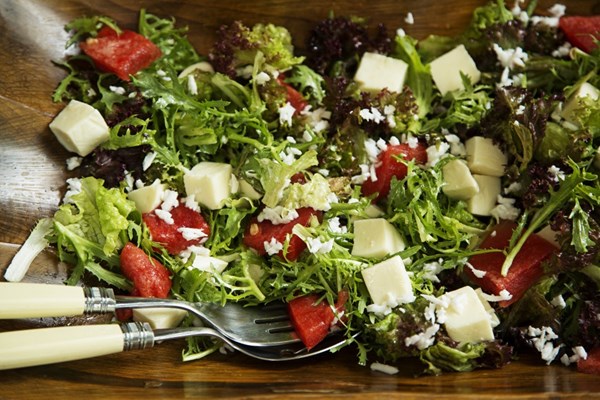 Compressed watermelon salad