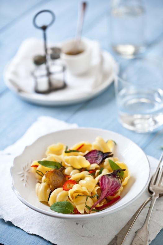 Conchiglie with roasted beets and pineapple sage & watermelon shiso sorbet