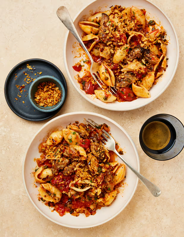 Conchiglie with smoked oyster sauce