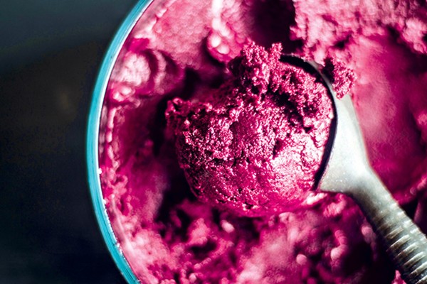 Concord grape sorbet with rosemary and black pepper