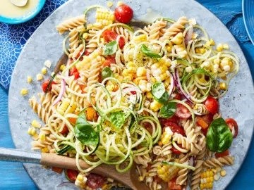 Confetti corn pasta bowl [creamy corn dressing]