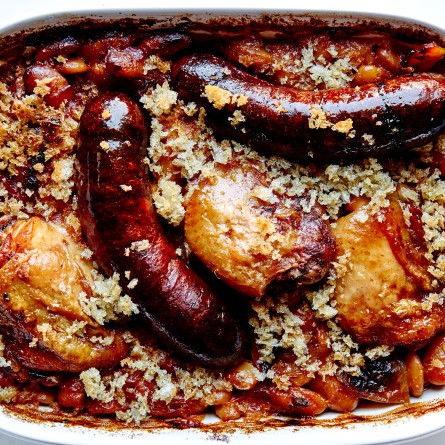Confit chicken thigh and andouille sausage cassoulet