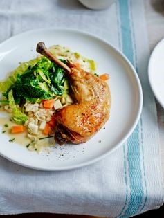 Confit chicken with herb pearl barley