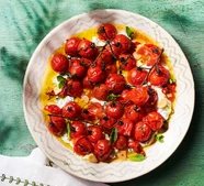 Confit chilli tomatoes on tzatziki
