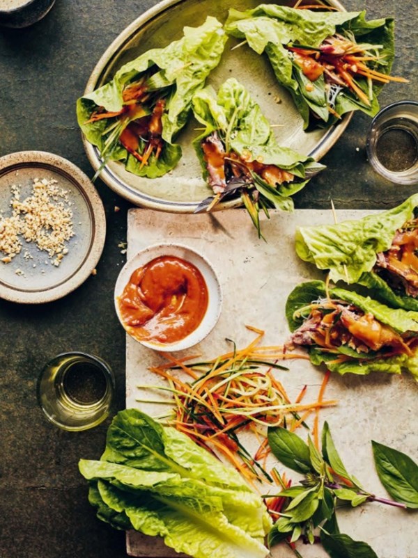 Confit duck lettuce rolls