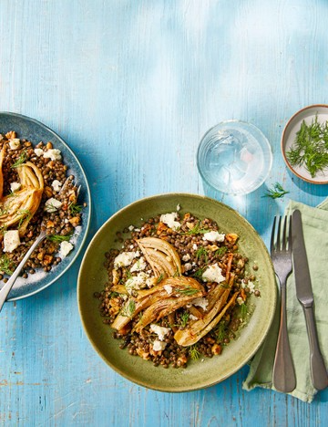 Confit fennel with Puy lentils