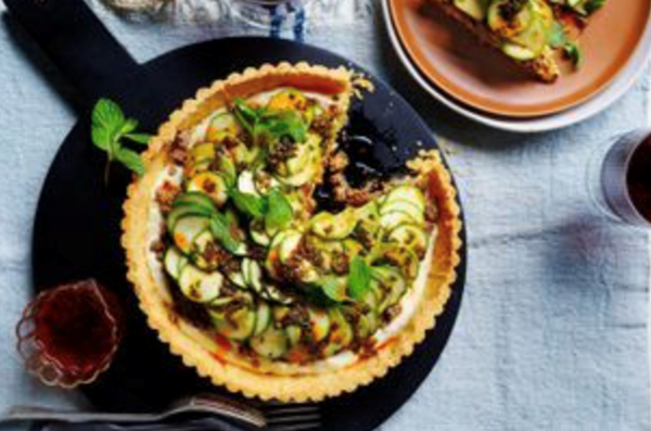 Connor and Gary's zucchini and goat's cheese tart with spiced lamb [Connor Black & Gary Doyle]