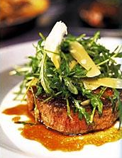 Cook School steak with Cabernet Sauvignon vinegar and rocket