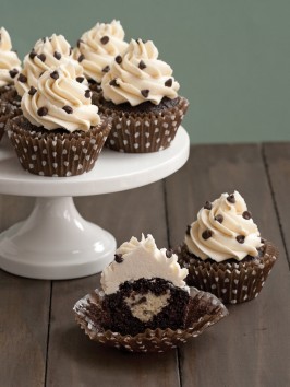 Cookie dough-stuffed dark chocolate cupcakes