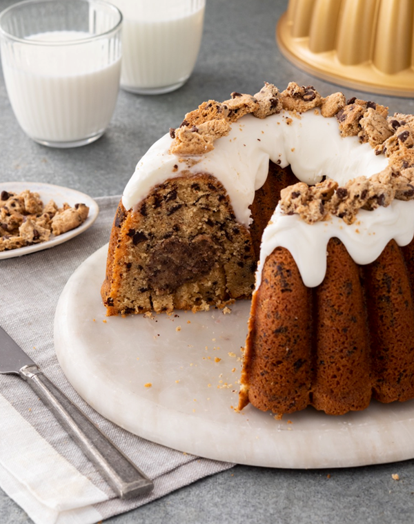 Cookies and milk bundt cake