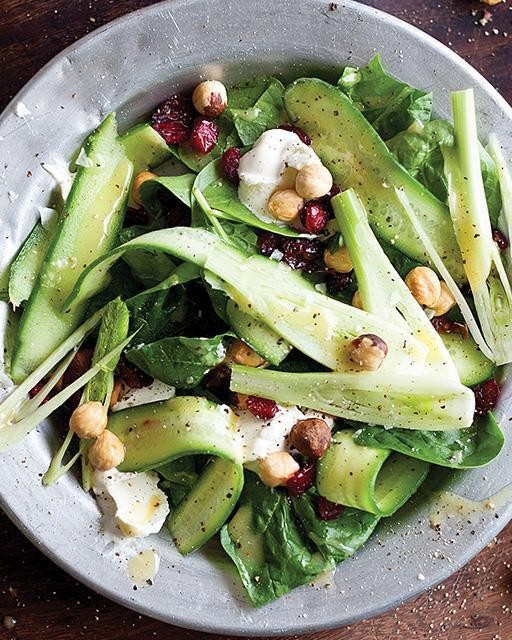 Cool as a cucumber salad with fennel, goat cheese, & hazelnuts