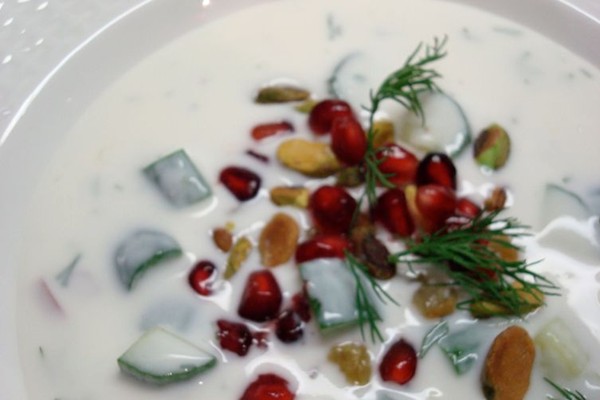 Cool cucumber soup with Persian flavors