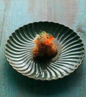 Coral cod mizore-style in bonito stock