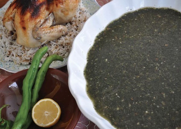 Corchorus stew (Mulukhiyya)