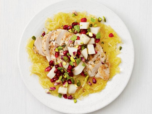 Coriander chicken with spaghetti squash 