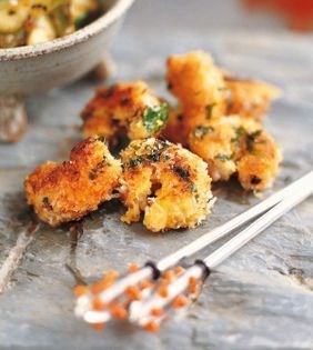 Coriander ginger shrimp with sweet Thai chili sauce