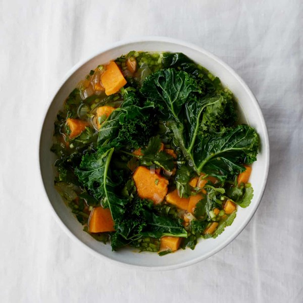 Coriander, lemon and sweet potato soup