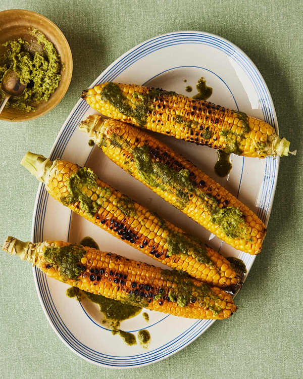 Coriander mint chutney butter corn