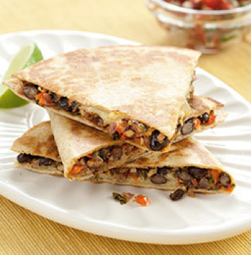 Corn and black bean quesadillas with pepper Jack