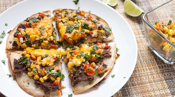 Corn and black bean tortilla tart
