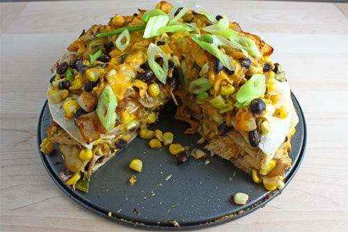 Corn and black bean tortilla pie