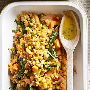 Corn and cantaloupe chopped salad