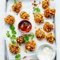 Corn and carrot pakoras