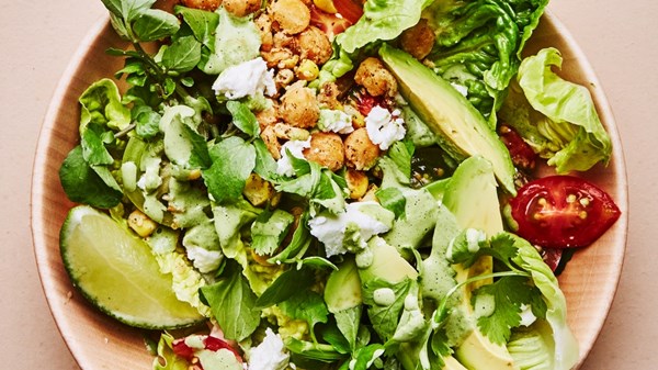 Corn and chickpea bowls with miso tahini