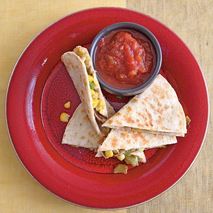 Corn and chile quesadillas