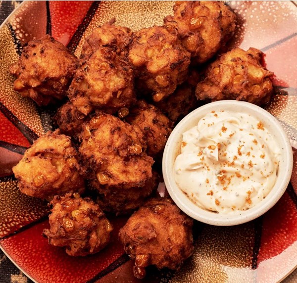 Corn and crab beignets with yaji aioli