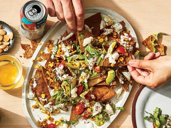 Corn and crab pita nachos