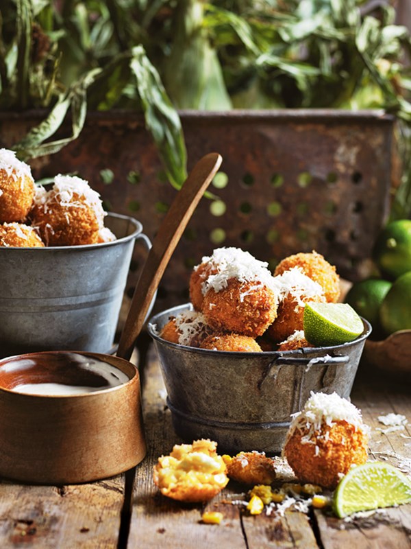 Corn and feta croquettes