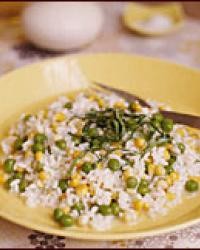 Corn and pea risotto