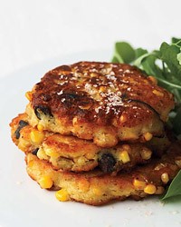 Corn and shiitake fritters