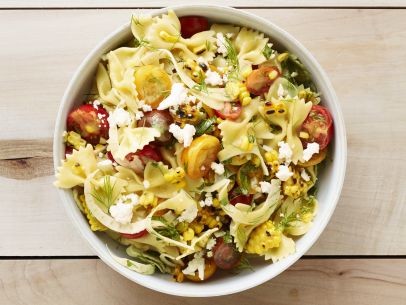 Corn and tomato pasta salad