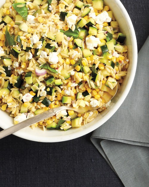 Corn and zucchini orzo salad