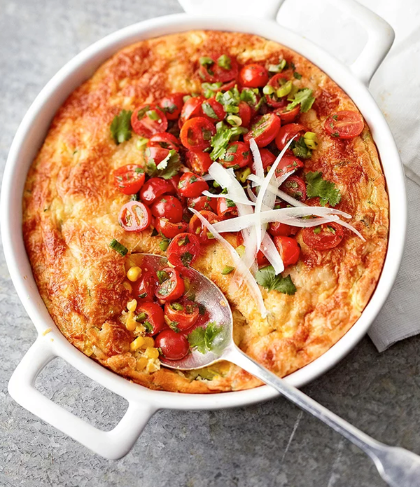 Corn and zucchini pan souffle