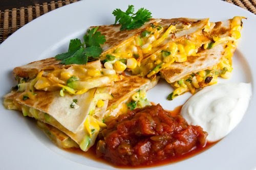Corn and zucchini quesadillas