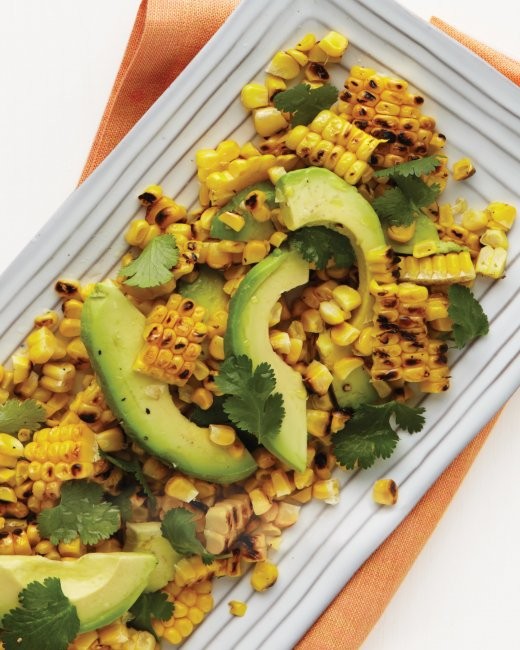 Corn, avocado, and cilantro salad