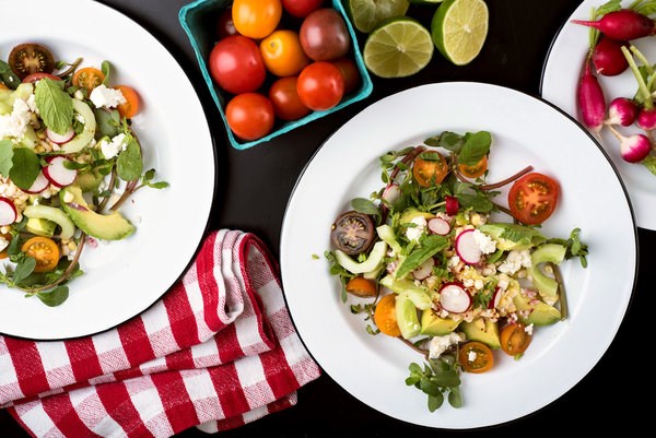 Corn, avocado and cucumber salad
