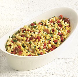 Corn, bacon, and red pepper sauté